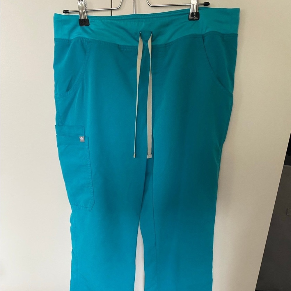 TWO PAIRS of kade teal figs scrub pants